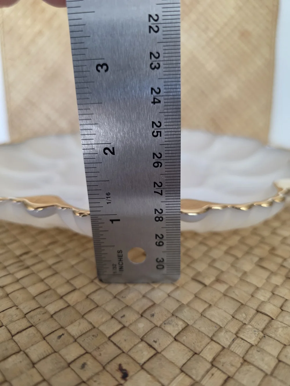 Anchor Hocking White Milk Glass Deviled Egg Platter with Gold Trim